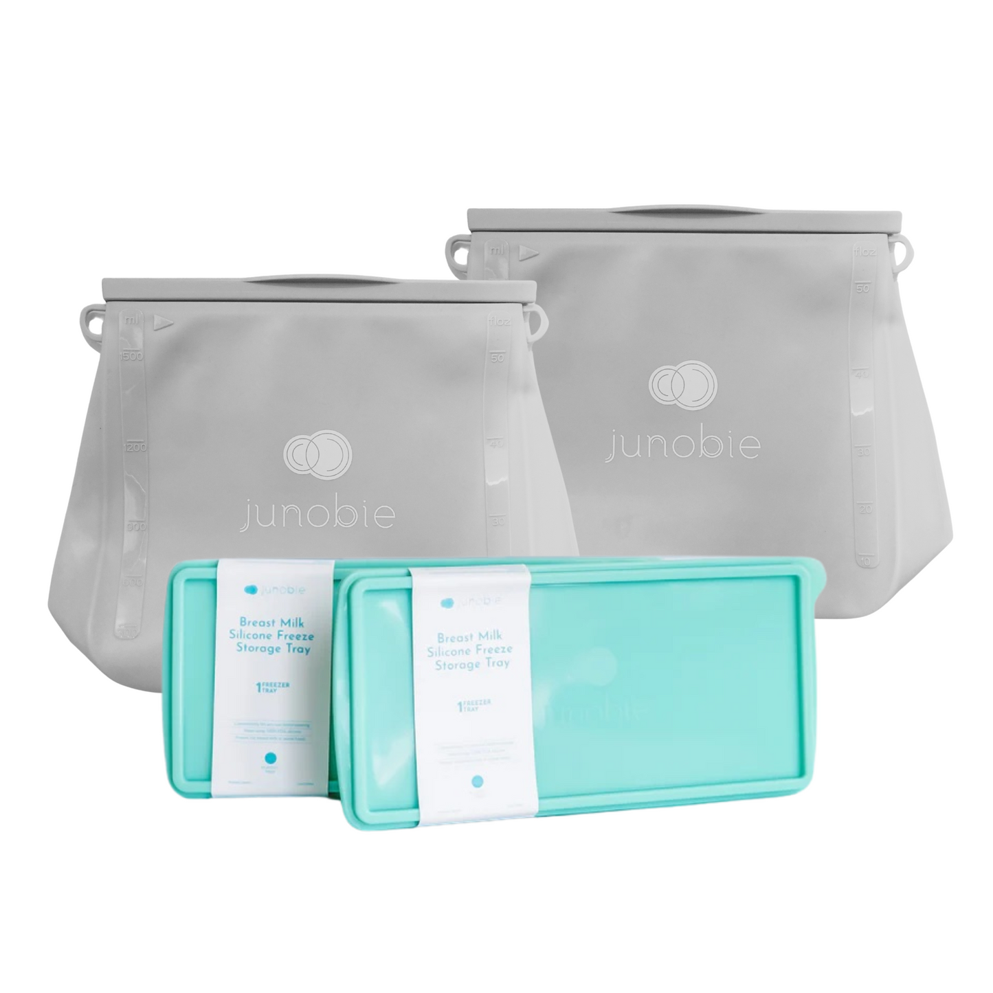 Junobie 4-Pack Large Milk Storage and Stash Bags 50oz + Milk and Food Storage Tray 10oz Bundle [SAVE Php500]