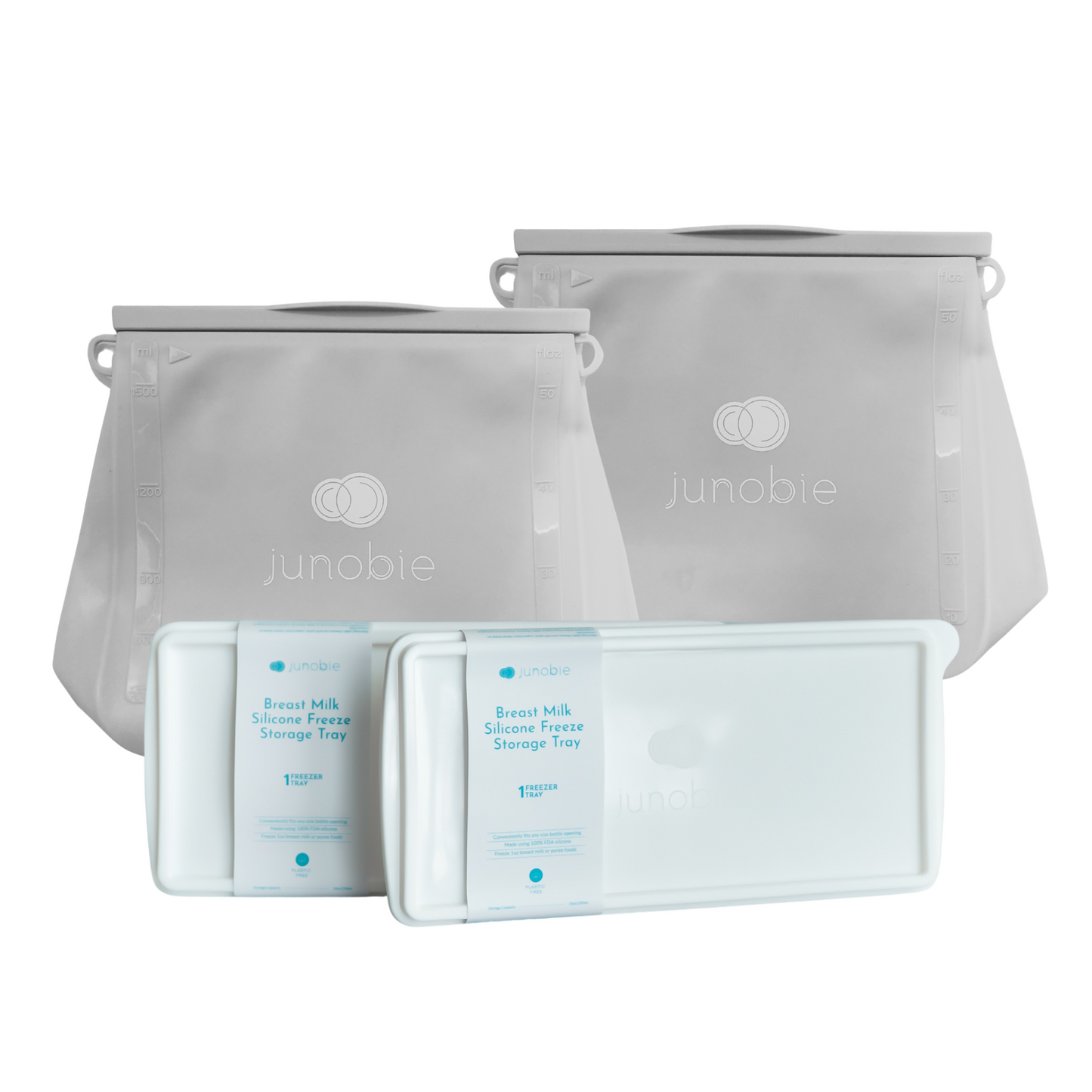 Junobie 4-Pack Large Milk Storage and Stash Bags 50oz + Milk and Food Storage Tray 10oz Bundle [SAVE Php500]