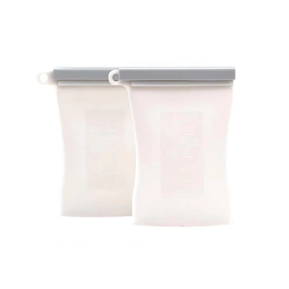 Junobie Milk and Snack Storage Bags 8oz 2-pack Bundle (Gray)