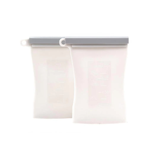 Junobie Milk and Snack Storage Bags 8oz 2-pack Bundle (Gray | Pink | Mint)